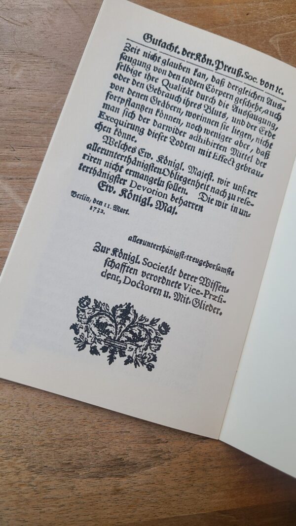 Opinion of the Royal Prussian Society of Sciences upon those Vampires or Blood-Suckers. Berlin, the 11 March 1732. (German Replica) - Image 3
