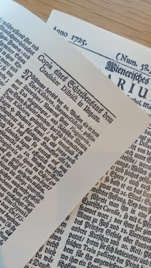 Wienerisches Diarium (Num. 58.) 21. Juli. 1725 (German Replica)